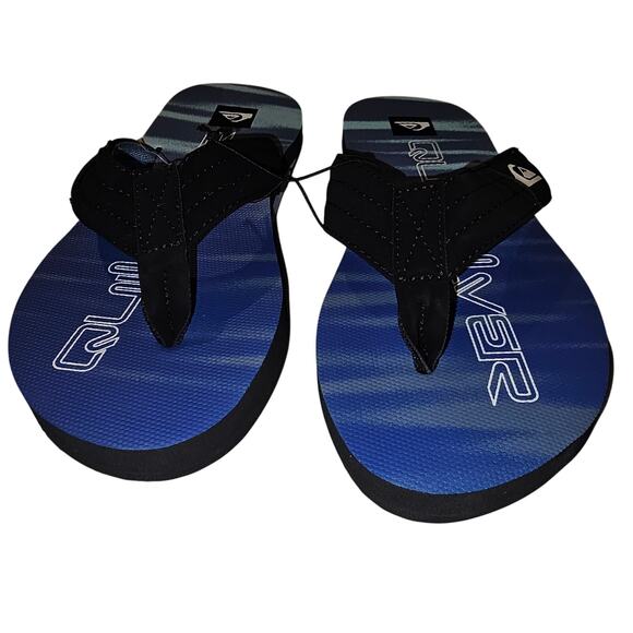 Quiksilver Men's FlipFlops Sz 9 Blue/Black Beach Surf Thong NWT AQ7722-001 - Picture 6 of 6